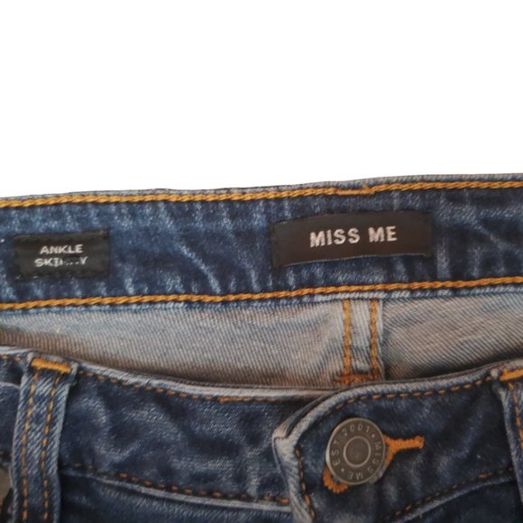 Miss Me Ankle Skinny 29 (Meas 28x26.5 9" Mid Rise) Tuxedo Stripe Dark Jeans A6 - Picture 7 of 11